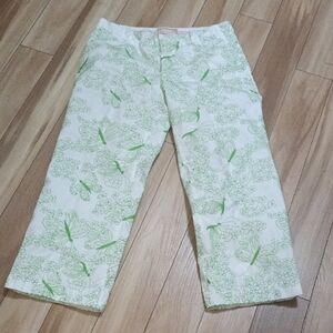 Floral Green and White Women's Jeans